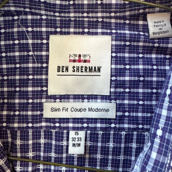 Ben Sherman Tailored Slim Fit Stretch Button Down Long Sleeve Shirt Mens15 32/33 - Picture 3 of 5